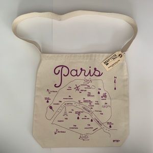 NWT Maptote Canvas Paris Map Shoulder Tote Bag
